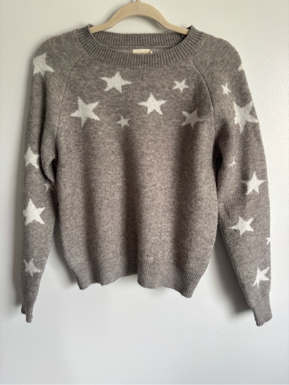 Dreamers by Debut Star Pattern Crewneck Sweater - Gray and White XS